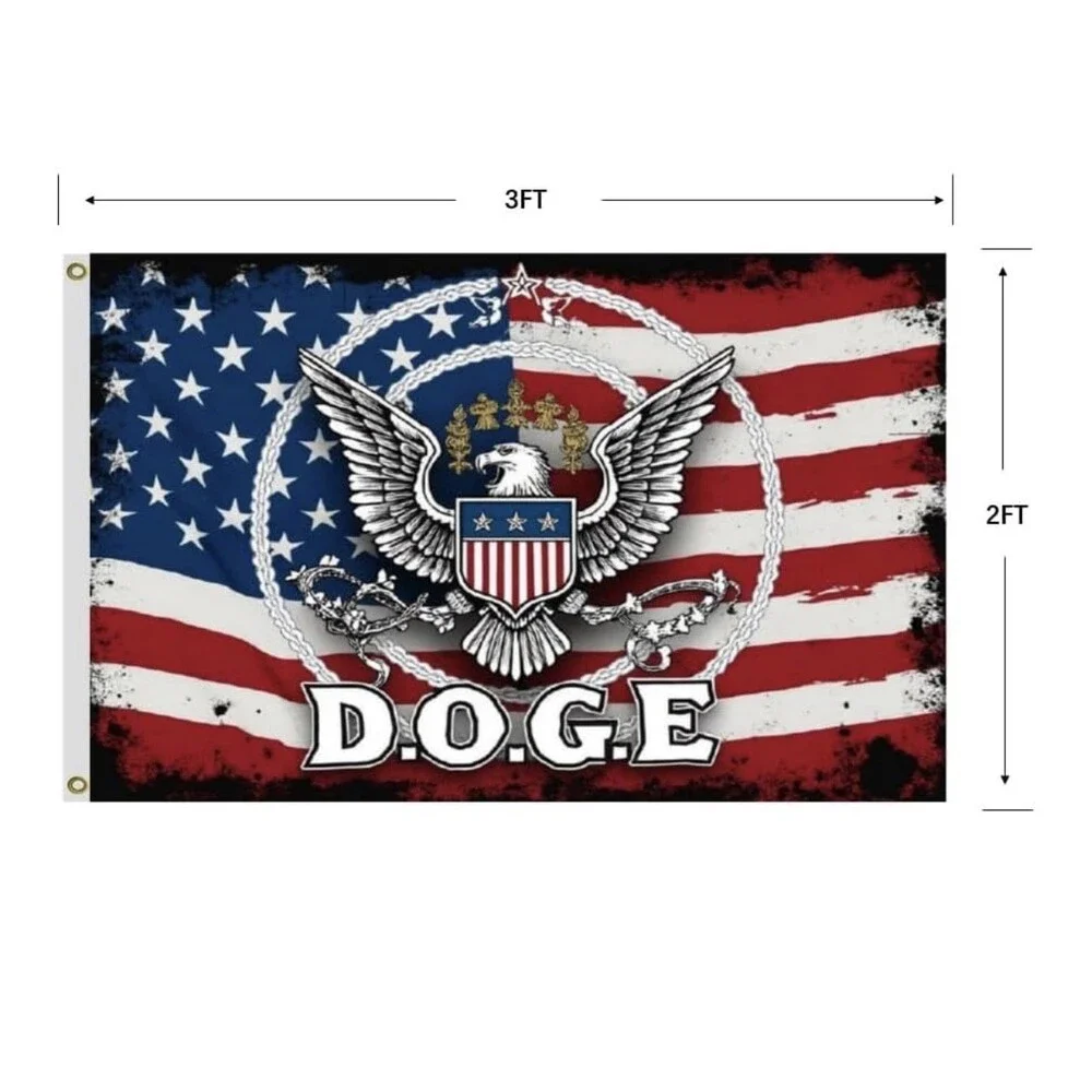 DOGE D.O.G.E. Department of Government Efficiency Flag. Outdoor Trippy Flag